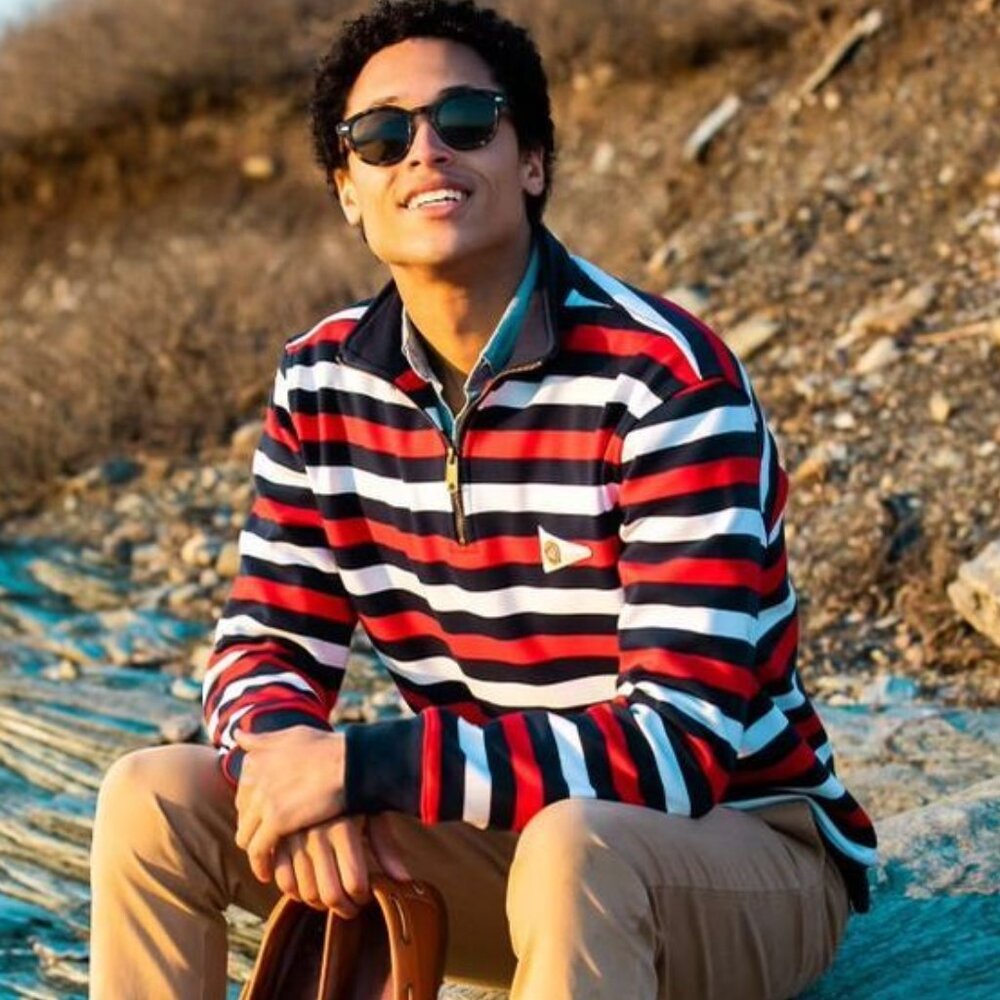 EUC. Kiel James Patrick Bermuda Sails Quarterzip Pullover - XL